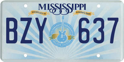MS license plate BZY637