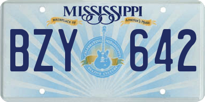 MS license plate BZY642