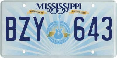 MS license plate BZY643