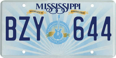 MS license plate BZY644