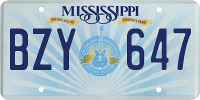 MS license plate BZY647