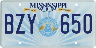 MS license plate BZY650