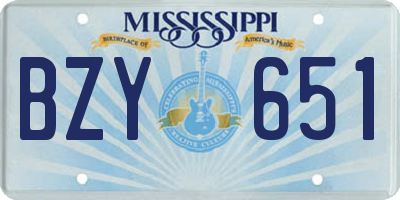 MS license plate BZY651