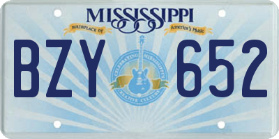 MS license plate BZY652