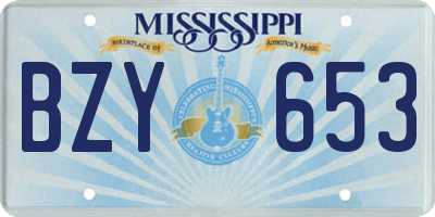 MS license plate BZY653