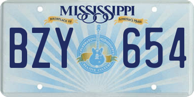 MS license plate BZY654