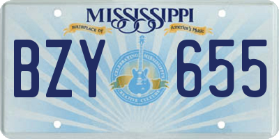MS license plate BZY655