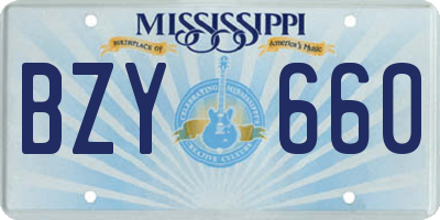 MS license plate BZY660