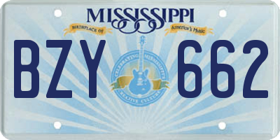 MS license plate BZY662