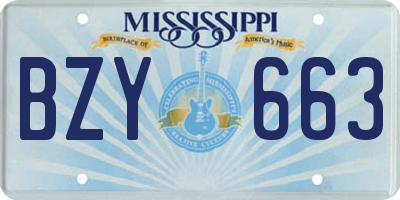 MS license plate BZY663