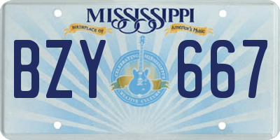 MS license plate BZY667