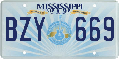 MS license plate BZY669