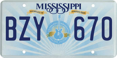 MS license plate BZY670