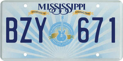MS license plate BZY671