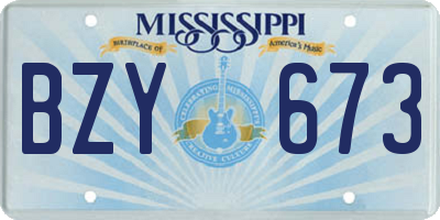 MS license plate BZY673