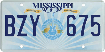 MS license plate BZY675