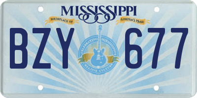 MS license plate BZY677