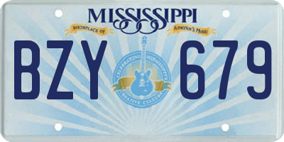 MS license plate BZY679