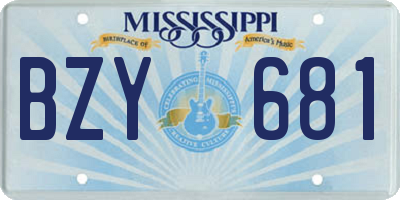 MS license plate BZY681