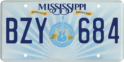 MS license plate BZY684