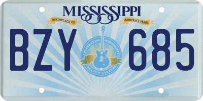 MS license plate BZY685