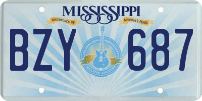 MS license plate BZY687