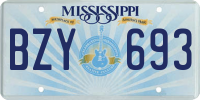 MS license plate BZY693