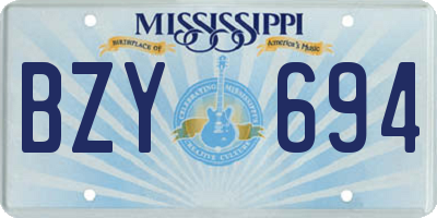 MS license plate BZY694
