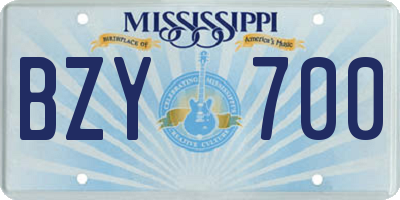 MS license plate BZY700