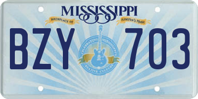 MS license plate BZY703
