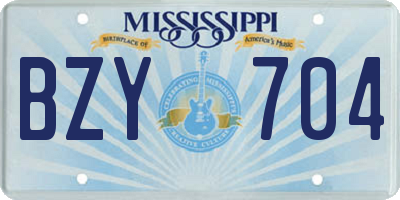 MS license plate BZY704