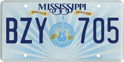 MS license plate BZY705