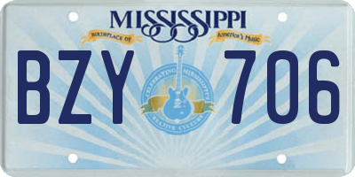 MS license plate BZY706