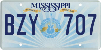 MS license plate BZY707