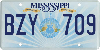 MS license plate BZY709
