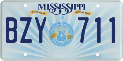 MS license plate BZY711