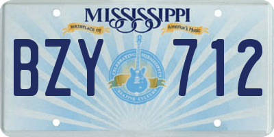 MS license plate BZY712
