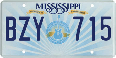 MS license plate BZY715