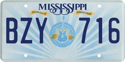MS license plate BZY716