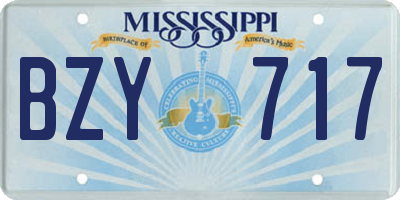MS license plate BZY717