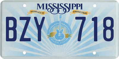 MS license plate BZY718