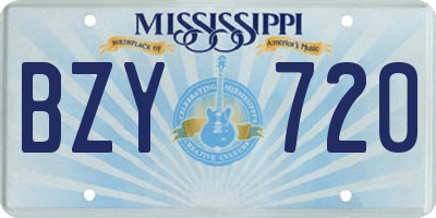 MS license plate BZY720