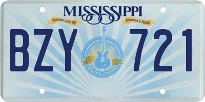 MS license plate BZY721