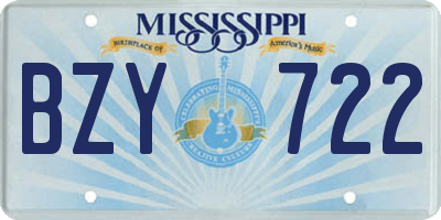 MS license plate BZY722