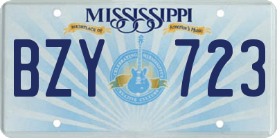 MS license plate BZY723