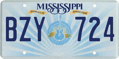MS license plate BZY724