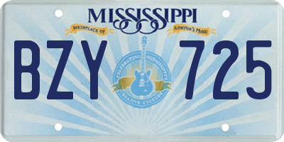 MS license plate BZY725