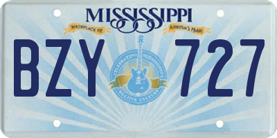 MS license plate BZY727