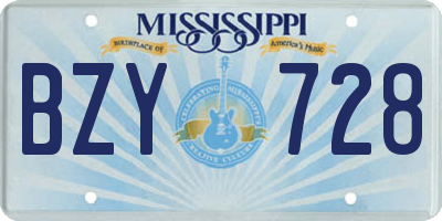 MS license plate BZY728