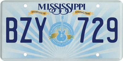 MS license plate BZY729